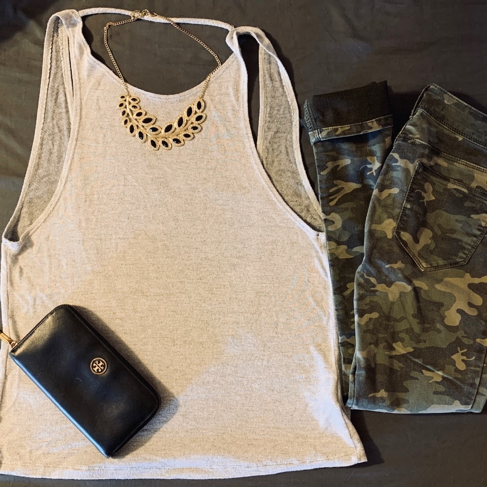 Grey Camisole Top with Back Drop Urban Outfitters